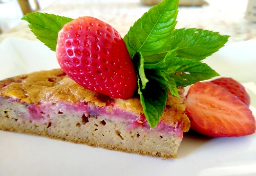 Moelleux de fraise à la menthe
